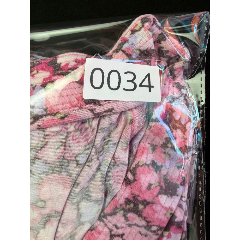 Midnight Carole Hochman Nightgown Medium Pink Floral Long Sleeve VNeck Sleepwear